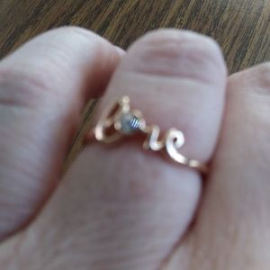 Dainty Rose Gold Plated "Love" Ring Size 8